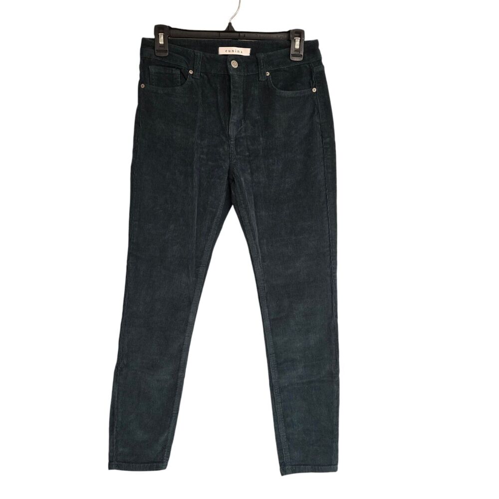 Junior's Eunina Dark Green Corduroy "Clara High Rise Skinny Crop" Pants | Size 3